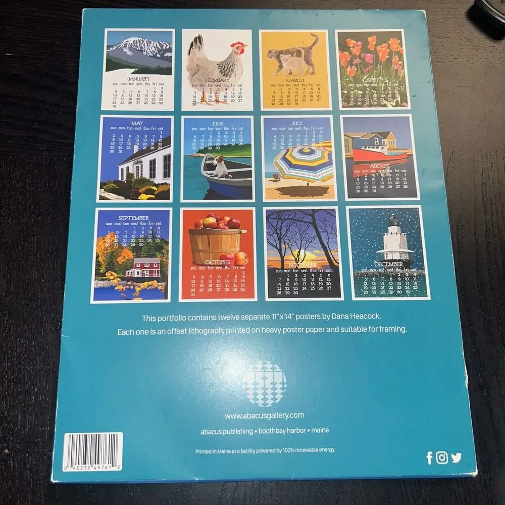 Abacus Calendar 11 x 14 Posters by artist Dana Heacock 2021 *Missing December